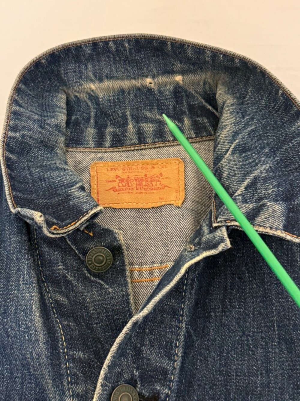 VINTAGE 60s LEVIS BIG E TYPE 3 DENIM JACKET MADE IN USA WOMENS MENS S 36"x24" - Picture 8 of 16